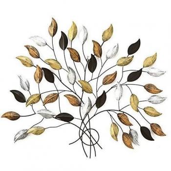 BOLTZE GRUPPE GmbH Wanddekoobjekt FAGUS, Mehrfarbig, B 103 cm, H 91 cm, Metall, mit Blättermotiven, ohne Befestigungsmaterial