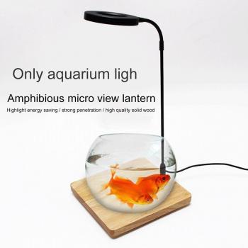 10W Waterproof Fish Tank with Wood Board, Miniature Landscape, USB Powered