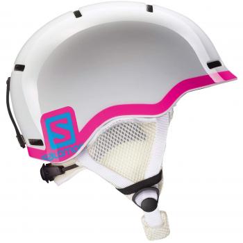 Salomon Grom Kids Helm – Ski & Snowboard, weiß/pink, Kopfumfang 49‑53 cm, Größe S, Modell L377735