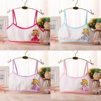 Top de dibujos animados para adolescentes, sujetador de entrenamiento, 4 unids/lote, talla 8-15 años