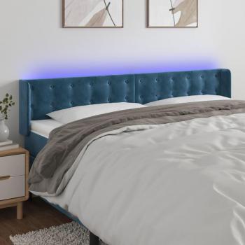Testiera Blu Scuro con Illuminazione LED 203x16x78/88 cm