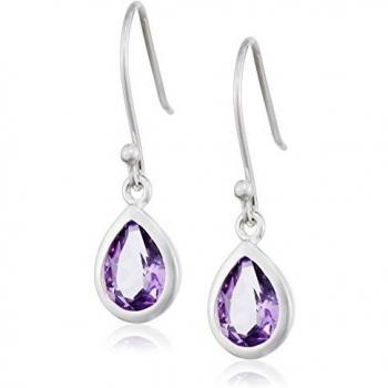 E3042M: Amethyst Teardrop Earrings for Ladies in Sterling Silver