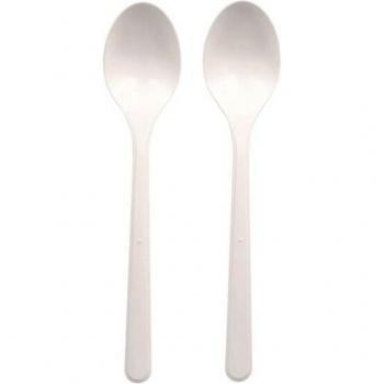 Paquet de 50 cuillères réutilisables 18,5 cm blanches