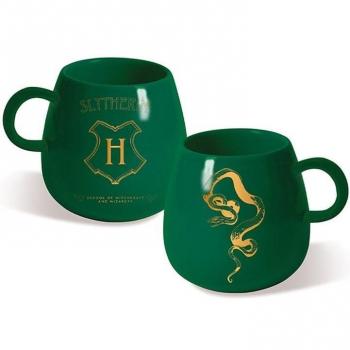 Harry Potter Slytherin Tasse mit kunstvoller Hausform in Grün