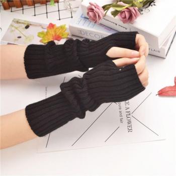 Black Lace Whisper Knitted Wrist Warmers