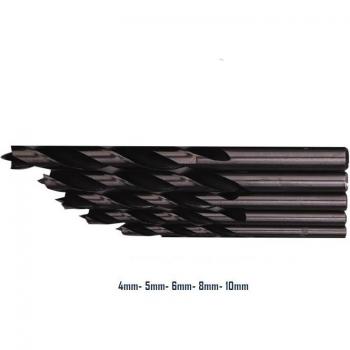 Trade Shop Traesio 5 Punte Punta Trapano a Spirale Nero 4‑5‑6‑8‑10 mm
