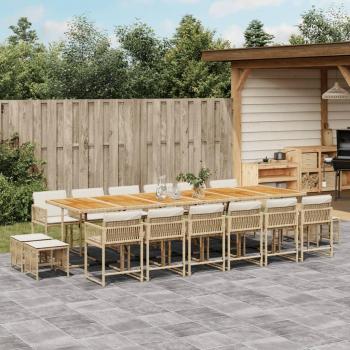 VidaXL 17-Piece Outdoor Dining Set with Cushions in Sand Poly Rattan