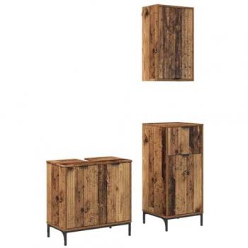 Set bagno antica eleganza 3 pezzi Legno vecchio 39,5x36x88 cm con compartimento interno