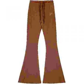 Größe L Sechster Juni Hose – Flared Logo in Beige