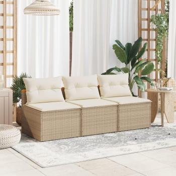 Sofá de jardín 2 plazas sin reposabrazos con almohadas beige