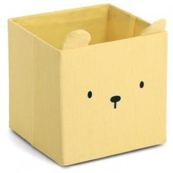 Úložný box pro děti s medvídkem žlutý 28x28x28 cm