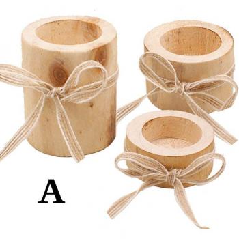 Floral Design Wooden Candle Holder