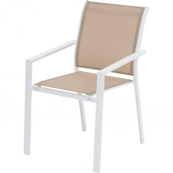 Sillón apilable de jardín Essentia en lino y aluminio con revestimiento epoxi blanco