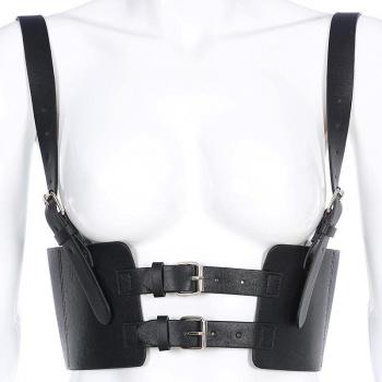 Top ajustable de chaleco para mujer, piel sintética negra