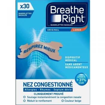 Breathe Right 30 Large Bandelettes nasales originales