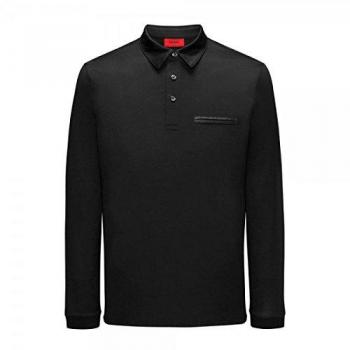 Schwarzes HUGO Langärmliges Poloshirt Düwn – Herrenversion S