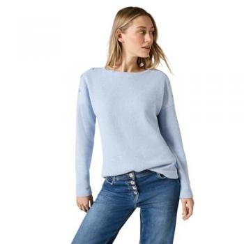 Top Cecil Femme en jersey chiné bleu avec boutons décoratifs – XL