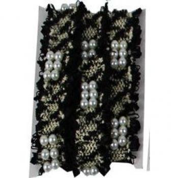Cinta de costura hecha a mano en tweed y perlas