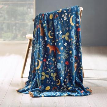 Catherine Lansfield Fantasy Fauna Fleece Wrap – Navy Size 130x170cm