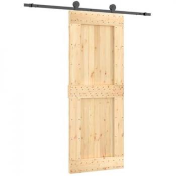 80x210 cm Solid Pine Sliding Door with Hardware
