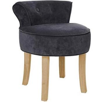 Tabouret Dossier Velours Gris Foncé