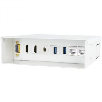 Ewent caja de conexiones multimedia y red. vga + 2xhdmi + audio + 2xusb + 2xrj45, blanco