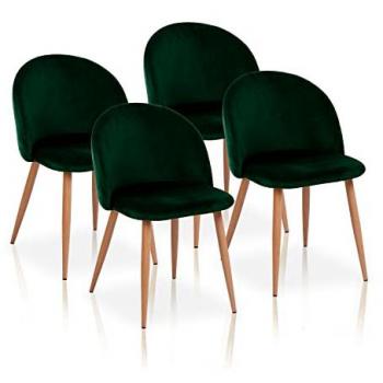 Pack de 4 sillas de comedor vintage con terciopelo verde botella Pedraza