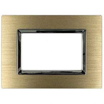SANDASDON Placca Elegance In Metallo Satinato Compatibile Con Bticino Matix (3POSTI, ORO)