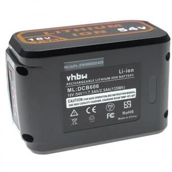 Batterie Li-ion vhbw pour DeWalt DCB546, DCB547, DCB548, FlexVolt (7500 mAh, 18 V / 54 V)