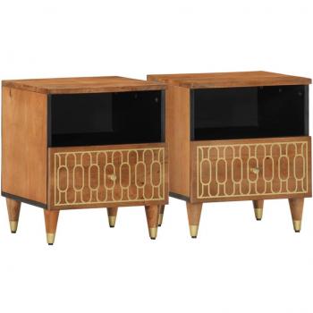 Comodini 2pz 40x33x46 cm in Legno Massello di Mango Vidaxl Marrone