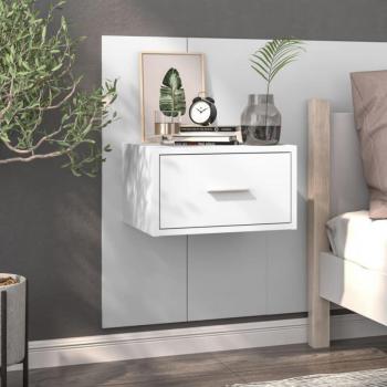 Meuble de chevet mural blanc brillant