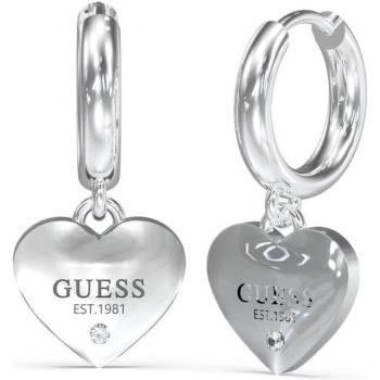 GUESS JEWELS BRINCOS HUGGIE HEART PLATEADO