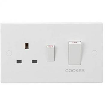 Knightsbridge 45A DP Cooker Switch & 13A Socket (White Rocker)