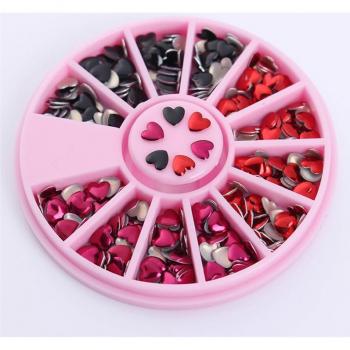 Colección Rosa Hoja Dorada Uñas con Diamantes Imitados