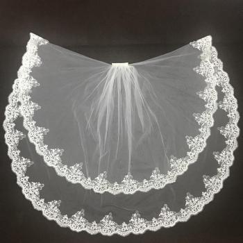 Velos de Novia Blanca con Peine y Encaje