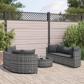 Suite de Sofás de Exterior Maison Exclusiva 7 unidades con Cojines Rattan Gris