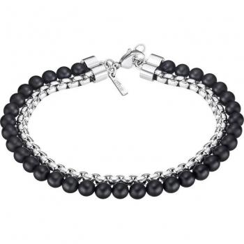 Lotus-Stil Herren Armband aus 316L Edelstahl, schwarz, 22 cm Länge
