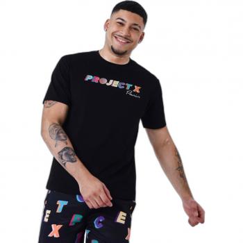 T-shirt oversize noir avec logo brodé multicolore Project X Paris taille L