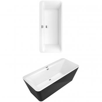 Baignoire rectangulaire Villeroy et Boch Squaro Edge 12 180x80cm, avec drain central, sur pied, blanc pierre