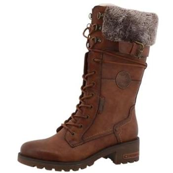 Mustang Women's Brown Mid-Calf Faux Fur Battle Boots – EU 37