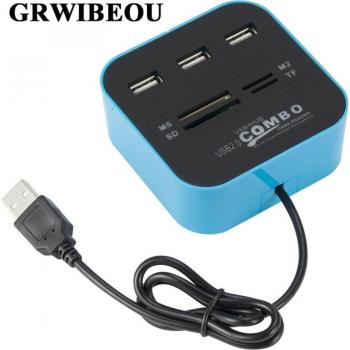 3-Port USB Hub mit integriertem Kartenleser