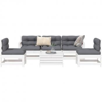 VidaXL 6-Piece Garden Seating Set White Solid Pine