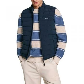Chaleco guateado para hombre Pepe Jeans Toby azul marino con cierre de cremallera, talla L