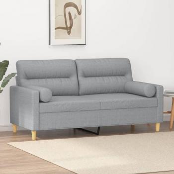 2-Seater Sofa with Throw Pillows Light Grey 140 cm