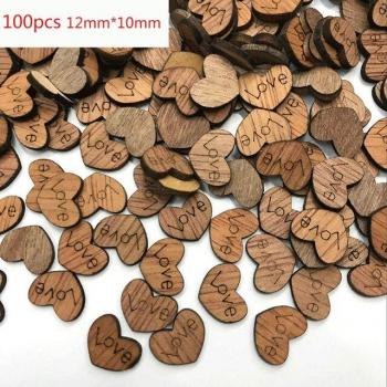 Corazones de madera para manualidades, 100 piezas