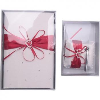 Elegant Wedding Guest Book with Pen Holder and Love Shape
