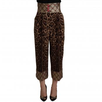 Dolce & Gabbana Cropped Trousers female Brown Size: 3XS Leopard Jacquard High Waist Pants