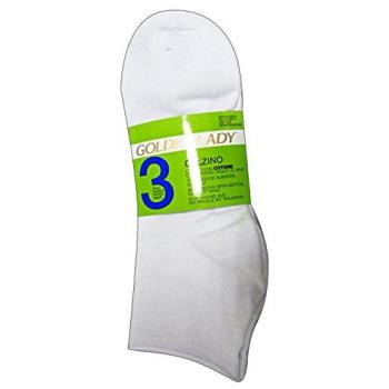 Calzini Golden Lady: Cotone, Taglio Vivo, Bianco – Pack da 3