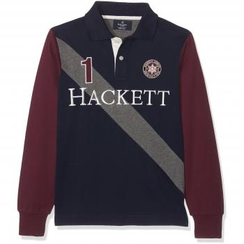 Polo Hackett Ls Snow Diag B, Talla Small, Azul
