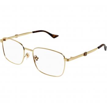 Gucci Herrenglassrahmen GG1442O 002 – Transparent‑Gold‑Quadrat